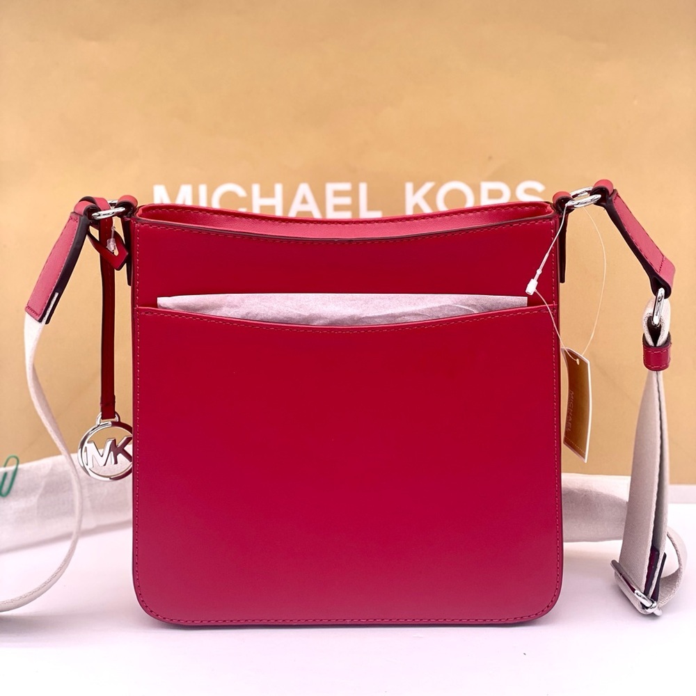 Michael Kors Jet Set Travel Small Crossbody Bag MK Dark Raspberry Studded - Picture 7 of 14
